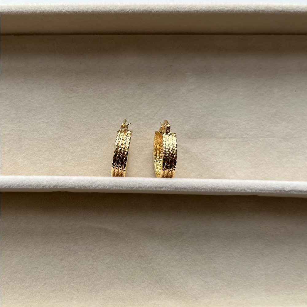 14k Gold Plated Minimalist Hoop and Stud Earrings